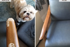 Furniture-Dog-Animal-Damage-Arm-Leg-Chewed-Wood-Repair-Fill-Shape-Stain-Finish-2